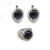 Комплект кольцо и серьги с черным агатом КК0247-1313